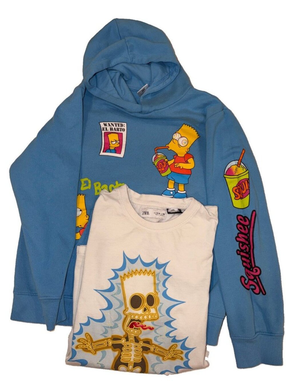 The Simpsons El Barto Squishee Hoodie Youth XL + Zara Bart Tshirt 13-14 Lot